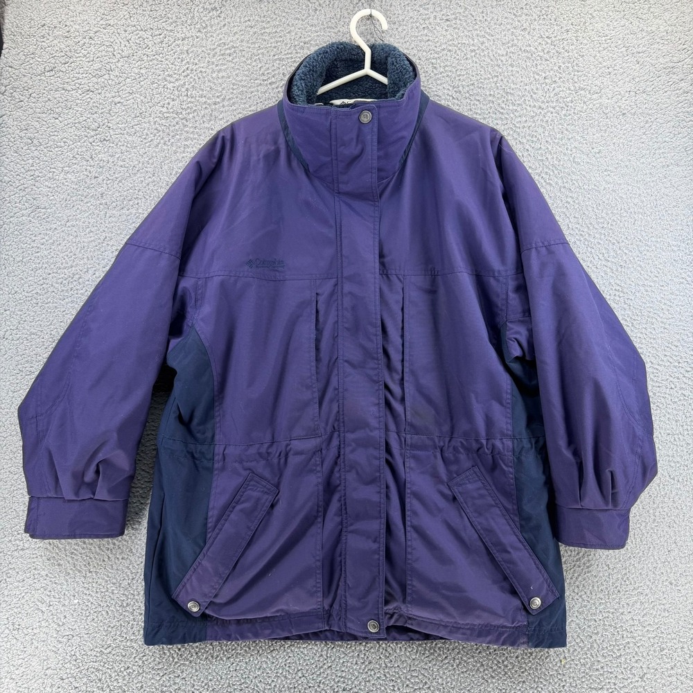 Vtg 90s Columbia Bugaboo Interchange Jacket Purple Blue Ski Shell Women L READ